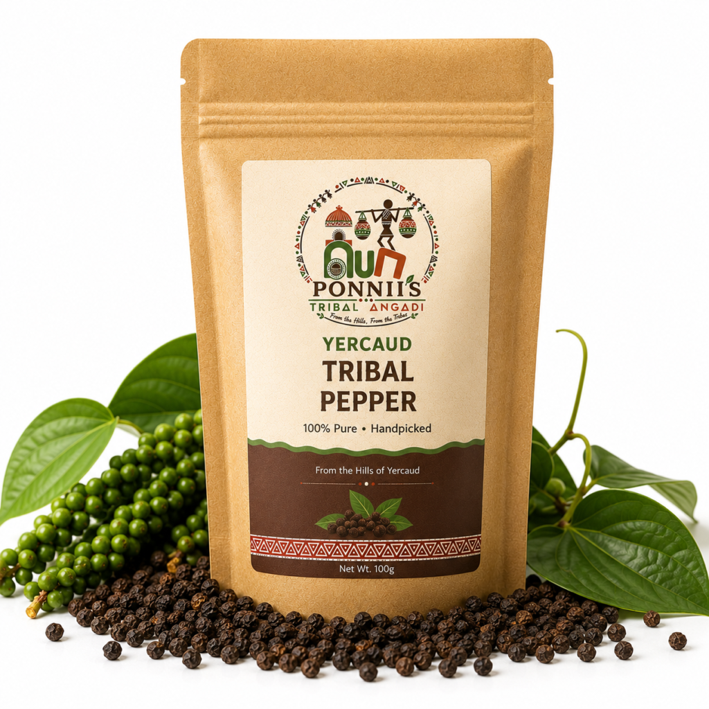Yercaud Tribal Pepper | Premium Black Pepper | Ponnii's Tribal Angadi | 500 Gms