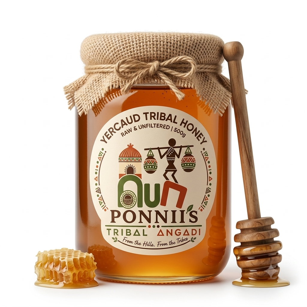 Yercaud Tribal Honey | 100% Natural Raw Forest Honey | Ponnii's Tribal Angadi| 500 Gms